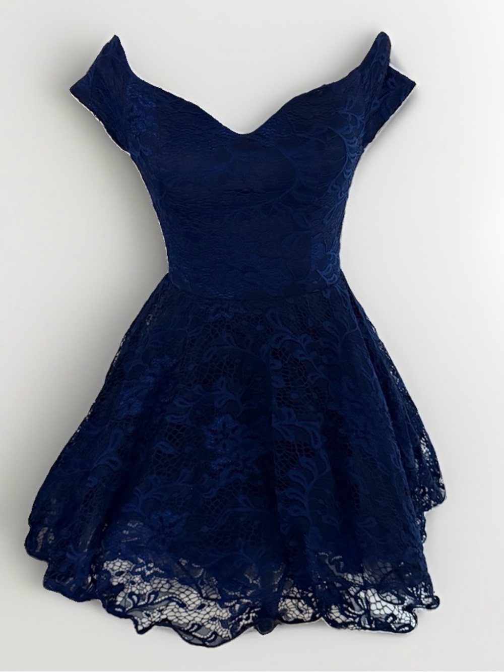 Windsor Navy Blue Lace Off Shoulder Mini Dress S